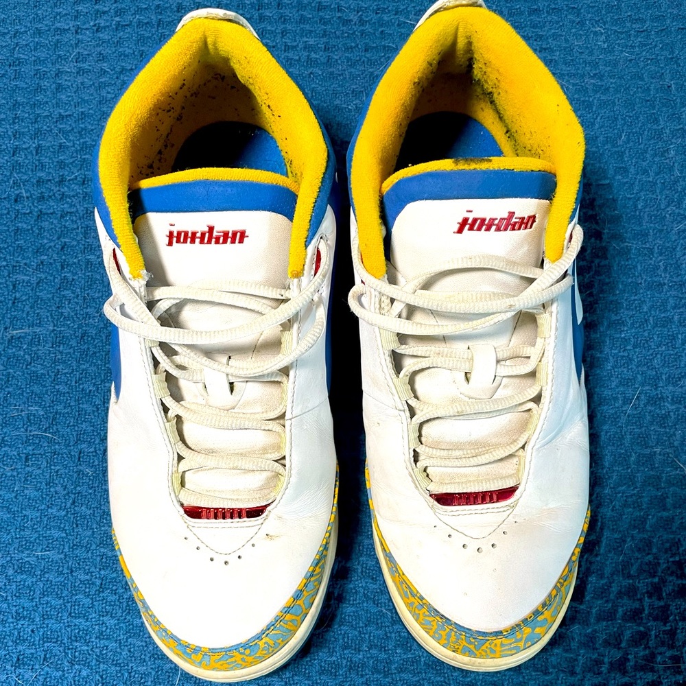 Nike Jordan Size 11 White, Blue & Yellow Sneakers